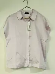 TAHARI Button-Front. Cap Sleeve Blouse. Lilac Top NWT Size Large