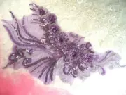 Embroidered 3D Applique Purple Floral Sequin Patch 20" (DH71)