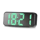 LED Snooze Temperature Date 12/24H Digital Desk Mirror Alarm Clock (Black Green)