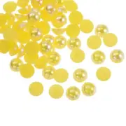 300pcs Flatback Pearls 8mm ABS Plastic Half Round Dome Pearls, Yellow