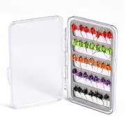 Fly Fishing Lures for Trout,35X Carbon Steel Fly Lure Assortment - Organizer Box Included Freshwater Saltwater Use Angling Tackle for Rivers, Lakes, Sea
