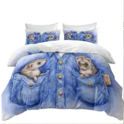 Kids Adorable Animal Drawings Pocket Ferrets Quilt Cover