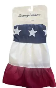 Tommy Bahama LARGE Embroidered Star Pleated Fan American Flag Bunting 36”x72 New