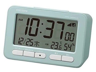 RHYTHM Alarm Clock, Radio-Controlled Clock, Electronic Sound, Alarm (with Snooze