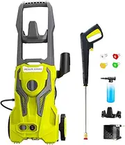 Power Washers Electric Powered 5100PSI-max 3.2GPM High Pressure Washer Car Cleaning Machine with Adjustable Spray Nozzle and Foam Cannon for Home Driveway Patio Deck, Light Yellow