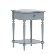 Sarantino Esther Bedside Table with Drawer in Grey