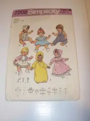 CRAFTS UNCUT SIMPLICITY 7208 Sewing Pattern DOLL CLOTHES 13" 14" DRESS BONNET