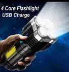 High Power LED Flashlight Camping Torch With 4 Lamp Beads And COB Side Light Re
