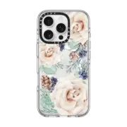 iPhone 16 Pro Clear Case MagSafe Compatible Winter Floral Woods Cream Roses, Pinecones and Berries by Nature Magick