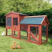 Alopet Rabbit Hutch Chicken Coop 135CMx52CMx85CM Bunny House Run Cage Wooden Outdoor Pet Hutch