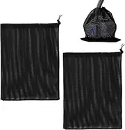 Zueyen 2 Pack Pump Filter Mesh Bag,Pond Pump Barrier Bag with Drawstring,Pond Fish Pond Filter Mesh Bag,Household Water Pump Pond Filter Accessories (31 * 41cm,Black)