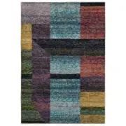 Multi-Color Cubism Angular Faded Vintage Geometric STR04 - Aprx 2' 3" x 8'