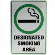 3x Metal Warning Safety Sign Designated Smoking Area 200x300mm Public Healthy Pro