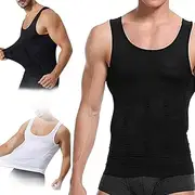 [UBALDI] Shaperluv Male Shaper Tank, Shaperluv Mens Slimming Body Shaper Vest, Shaperluv Body Shaper Shirt, Compression Tank Top for Men Shapewear Slimming Body Shaper Vest Tummy Control Undershirts (2Pcs-A,L)