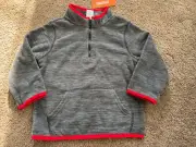 Gymboree Boys Heathered Grey Red Half Zip Fleece Pullover Nwt 2t 3t