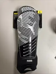 Unisex Size Large/Black/Silver White Puma Strike Shinguard & Ankle Sock