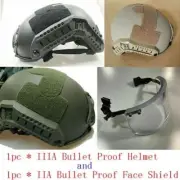 UHMW-PE Ballistic IIIA Bulletproof Helmet Black Sand Green + Face Shield Mask