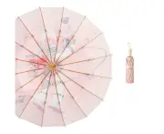 Sun and Rain Umbrella Folding Travel Sun Umbrella Anti-UV Protection Parasols Windproof Umbrella-Pink 2