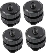 ELAYARD 4Pcs Aluminum Alloy Hot Shoe Mount Adapter for Camera Accessories Dual Design with Threaded Screw Compatible with Flash Holders Tripods for Photography
