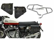 Royal Enfield Interceptor 650 cc Mounting Rails With Leather Pannier Bags Pair