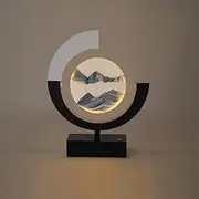 Moving Sand Art Picture with Light, 3D Round Sand Picture Lamp 3D Hourglass Deep Sea Sandscape Table Lamp, 3 Colors Sand Art Light with Stand Relaxing Desktop Home Decor and Office