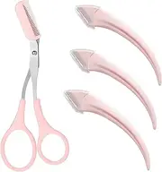 Pack of 4 Beauty Eyebrow Scissors, Trimmer Scissors with Comb and Eyebrow Razor Set, Eyebrow Scissors, Eyebrow Scissors with Comb, Precision Eyebrow Trimmer, Beauty Tool for Men and Women