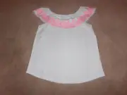 NEW, GIRLS JUSTICE EMBROIDERED RUFFLE PEASANT TOP, SIZE 7