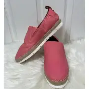 Kenneth Cole Gentle Souls Bright Pink Leather Espadrilles Slip On Shoes Size 9