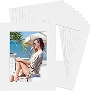 10 Pack Picture Mat Boards, 10.4x15 inch Opening with 14.9x16.5 inch White Matting for Photos and Artwork - Professional Pre-Cut Photo Mats for Framing, Gallery Display, and DIY Art Projects