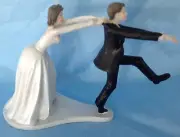 Bride and Groom Cake top funny couple runaway groom