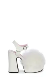 [Dolls Kill] Blushin' N' Crushin' Marabou Heels - White (Fairfax)
