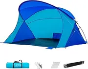 Beach Cabana Tent Waterproof Canopy with Windproof Sandbag Pole Rope Floor Nail Sun Shelter Storage Bag for Outdoor Camping Fishing