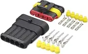 5Pcs Waterproof 1/2/3/4/5/6 Pin Way Seal Quad / 12A IP68 Electrical Automotive Wire Connector Plug Terminals Truck Car Compatible(5P)
