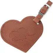 [Yardenfun] Leather Love Heart Luggage Tag Leather Luggage Tag Suitcase Tag Leather Baggage Tag Handbag Name Tag European and American Label Boarding Pass Red Luggage Tag