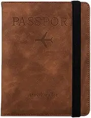 [TuoYi] Passport and Visa Card Holder Combo, Passport Cover Wallet with RFID Blocking Leather Travel Wallet for Men Women (Brown)