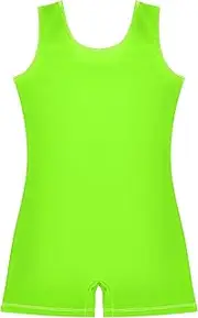 [GAIGEO] Girls Gymnastics Leotards Toddlers Chartreuse Green Biketard Unitard Ballet Outfit with Shorts 2t