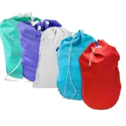 5 x Commercial Laundry Linen Bag with Drawstring & Lugs: Blue, Green, Red, Purp