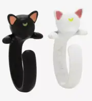 Sailor Moon Luna & Artemis Black & White Cat With Crescent Wrap Rings Set Size 7