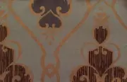 DESIGNERS GUILD Borghese Trellis Blue Brown Gold Cotton Remnant New