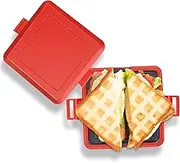 Microwave Sandwich Maker, Microwave Grilled Cheese Sandwich Maker, Microwavable Toastie Panini Press for Cooking Breakfast Grilled Meat Snacks, NO Electricity (Red)