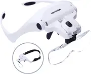 YOCTOSUN Head Mount Magnifier with 2 Led Professional Jeweler'S Loupe Light Brac