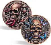 CHURYUML Memento Mori Coin Tempus Fugit Stoic Challenge Coins Death Reminder Pocket Token for Daily Stoic Meditations Cool Inspirational Stoicism Gifts Motivational Presents