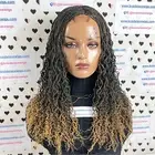 Braided Lace Wig Small Braid Wigs Goddess Box Braids Wavy Curls Lace Front Wig
