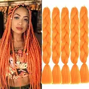 Doren Ombre Jumbo Braids 24 Inches Colorful Synthetic Kanekalon Hair Extensions for DIY Twist Crochet Braiding Hair 5pcs 100g/pc, A20 Orange