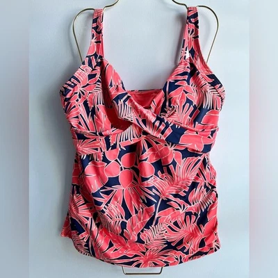 Lands’ End Women's V-Neck Wrap Underwire Tankini Swimsuit Top Size 12