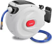 20M Air Hose Reel, 15 Bar Max Retractable Garden Hose Reel, Wall Mounted Air Co