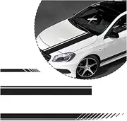 Car Hood Stripe Sticker, 1Set 3Pairs Racing Decal Stickers for Auto Body Side, Vinyl Modified Decoration for Vehicles Skirt Roof Hood Bumper Stripes Decor, Universal Size (Black)