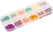 OATIPHO Colorful Polymer Clay Nail Art Charms Fruit Slices Storage Box for DIY Nail Decoration Phone Case Crafting Unique Creations