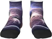 [TOLKAT] Earth And Moon Unisex Comfortable,Light And Breathable Socks With Moisture Absorption And Perspiration Function, Earth and Moon, One size