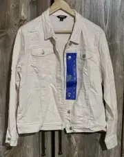 Buffalo David Bitton Jacket Womens Large Button Front Pockets Stretch Denim- New